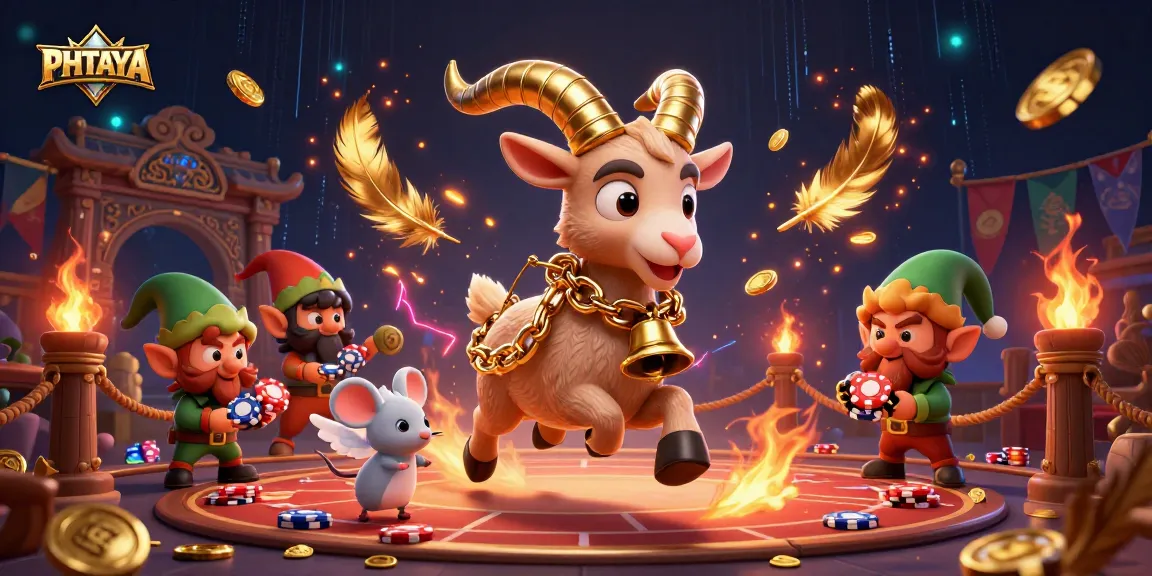 PHTAYA brings festive excitement with a Krampus goat and an angel mouse in a lively casino scene.