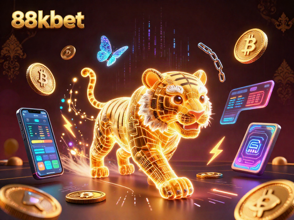 Engage with 88kbet in a vibrant digital casino landscape, showcasing cryptocurrency elements.