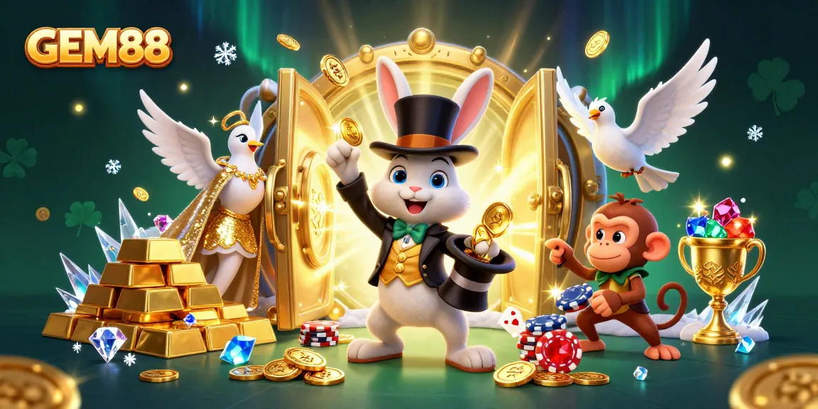 Engage with GEM88's vibrant magical experience, featuring glamorous characters in a captivating casino scene.