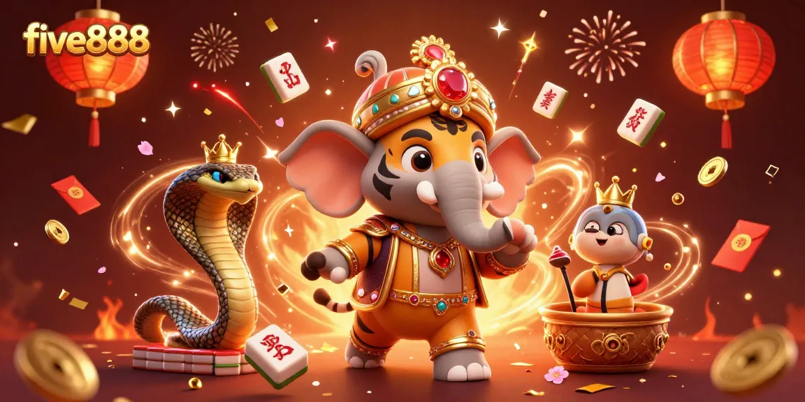 Players enjoy exciting wins at five888 with a vibrant casino-themed 3D illustration.