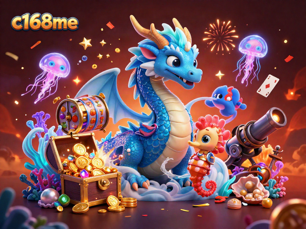 Experience the excitement of c168me with vibrant animated characters in a treasure-filled underwater casino.