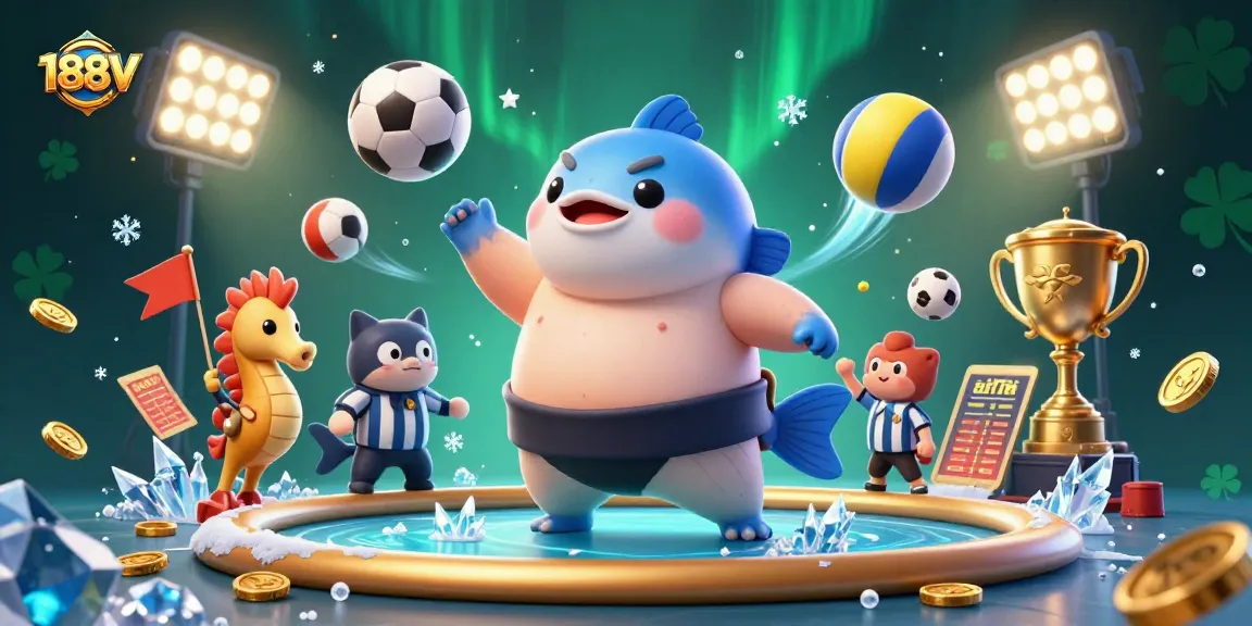Experience thrilling gameplay at 188V with a 3D casino scene showcasing exciting sports elements.