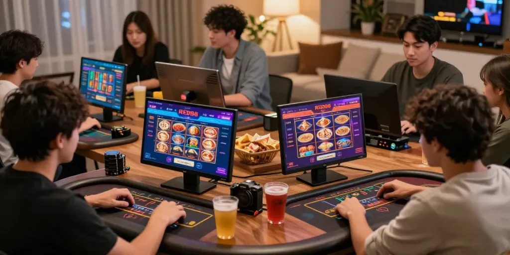 Engaged players enjoying diverse gaming experiences on https://red88.limited/ in a cozy home setting.