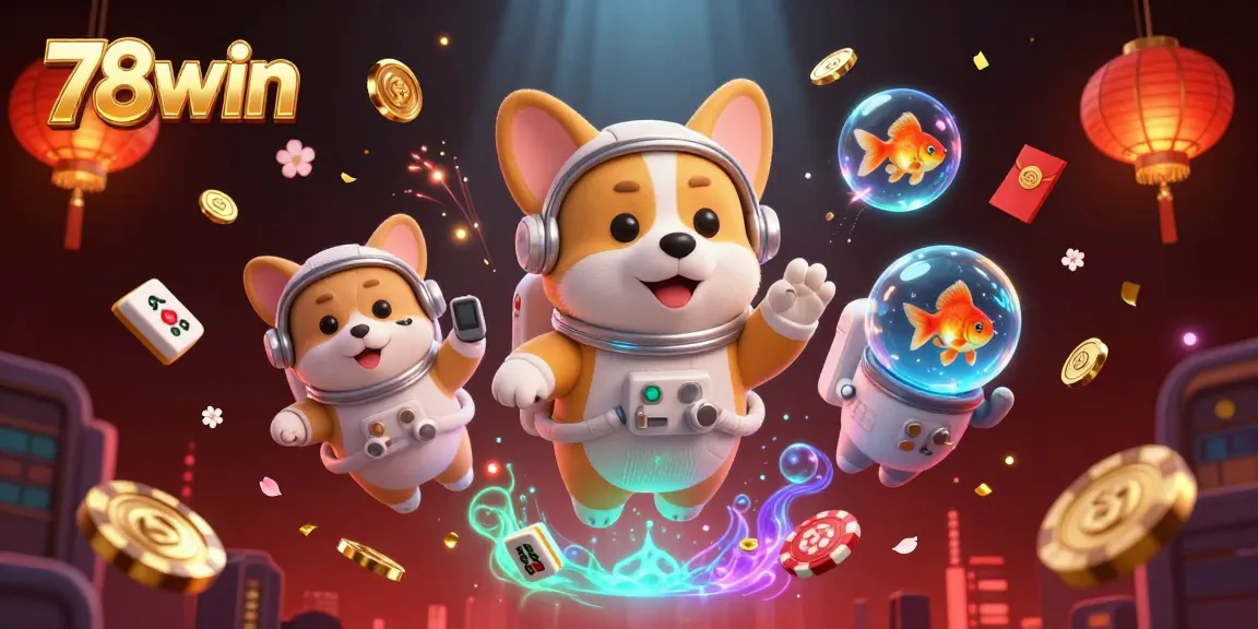 Experience excitement at 78win with a vibrant casino scene featuring fantastical characters and game elements.