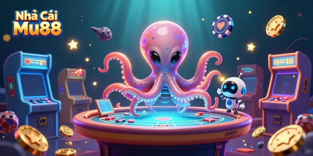 Experience the excitement of Nhà cái Mu88 with vibrant 3D alien casino action and animated gaming elements.