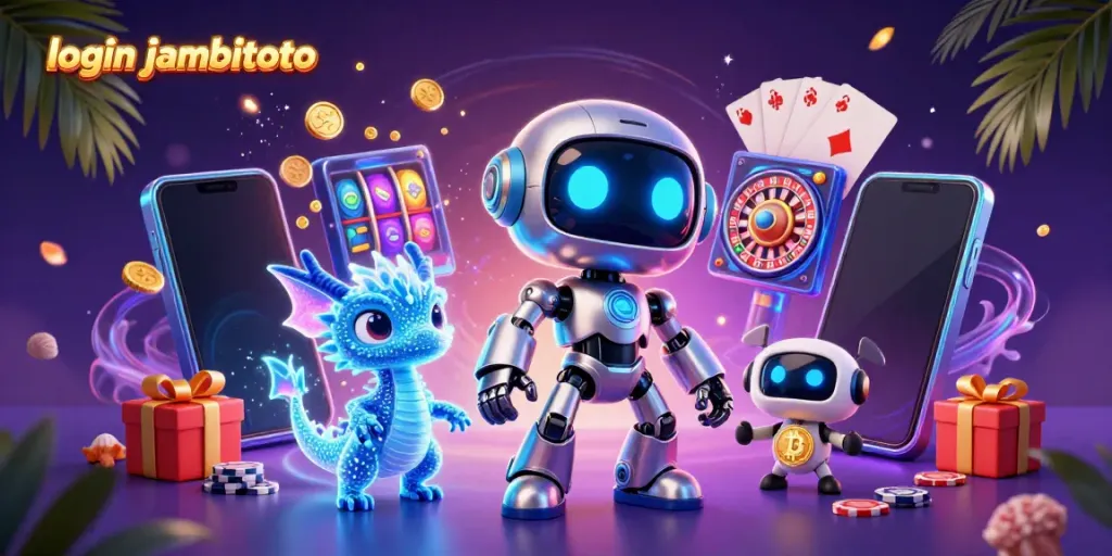Experience the excitement of online gaming with login jambitoto featuring vibrant characters and casino elements.