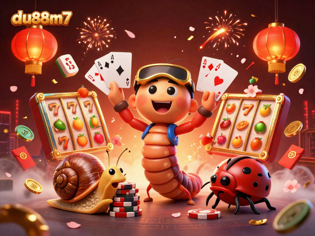 Experience thrilling gaming with du88m7's colorful slot reels and dynamic dealer action.