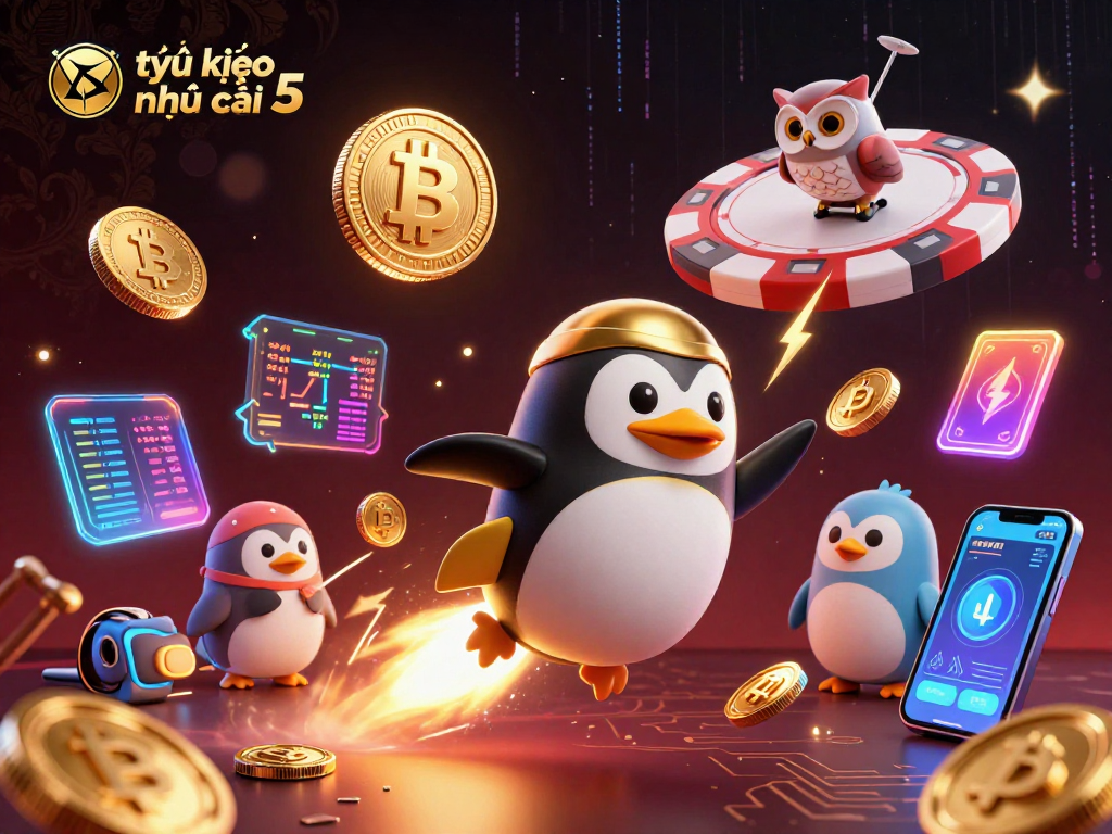 Experience the excitement of tỷ lệ kèo nhà cái 5 with this vibrant casino-themed illustration
