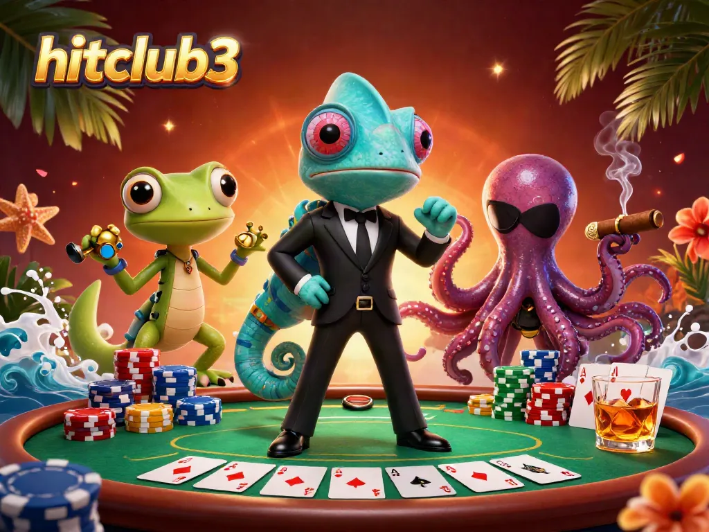 Experience thrilling gameplay at hitclub3 with colorful poker elements and action-packed characters.