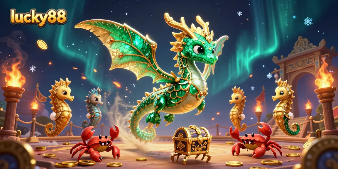 Spin to win with lucky88 in this vibrant 3D casino dragon themed illustration.