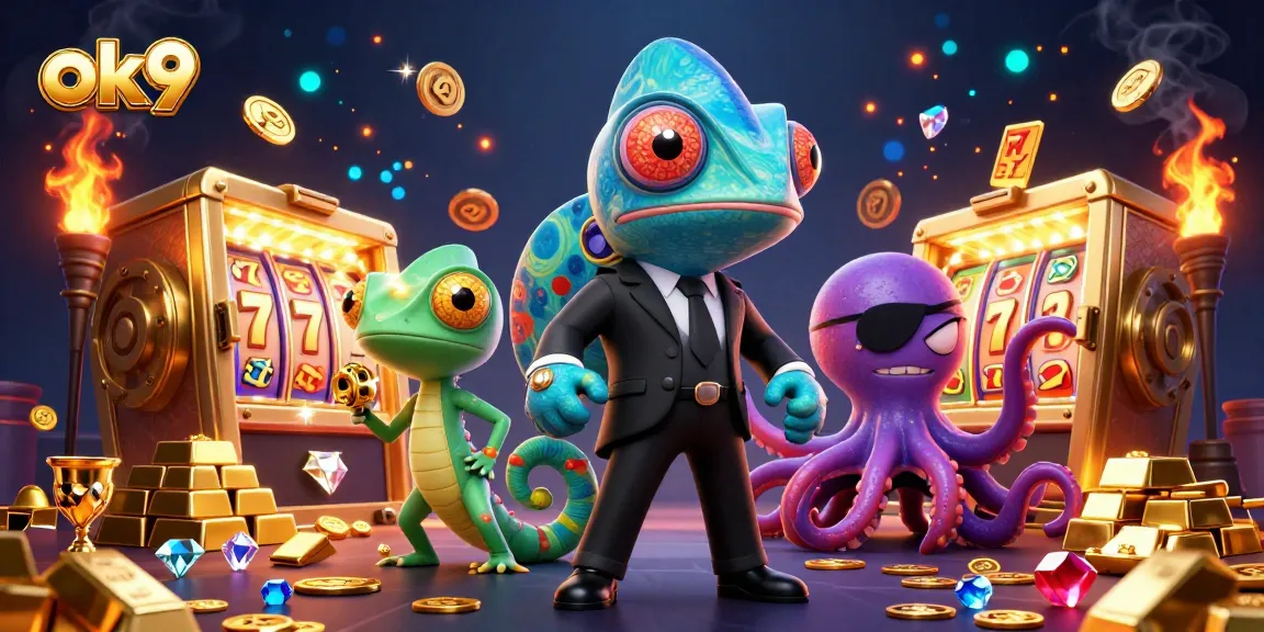 Engage with ok9's exciting casino experience featuring dynamic slot elements and vibrant characters.