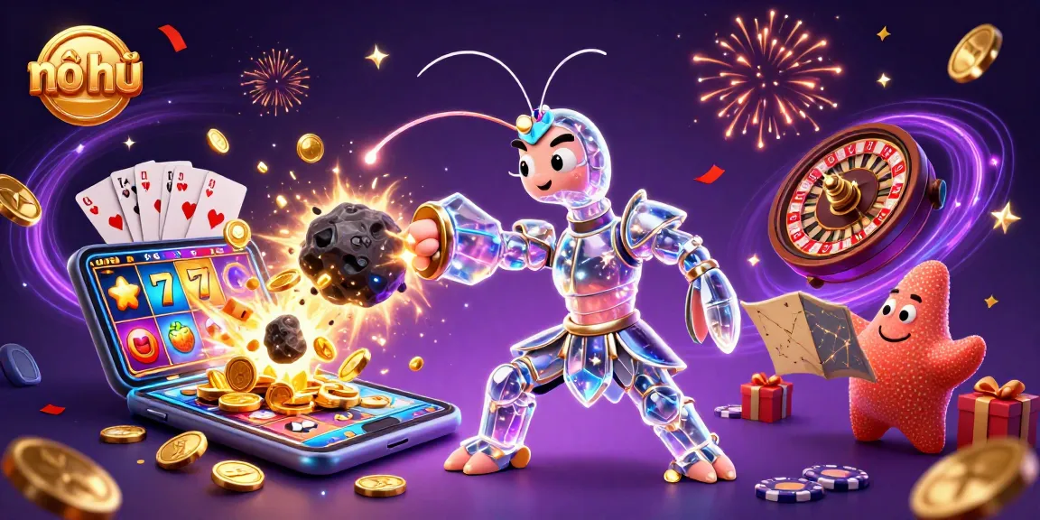 Experience the thrill of nổ hũ as a galactic samurai battles for golden rewards in this vibrant casino setting.