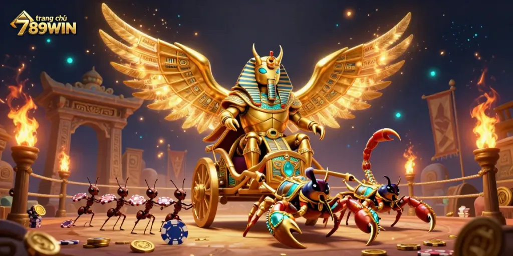 Engage in thrilling action at trang chủ 789WIN, with a colossal golden beetle leading an epic gambling adventure.