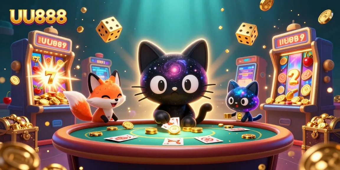 Experience the thrill of winning at UU888 with a vibrant cosmic casino scene filled with animated characters and rich game elements.